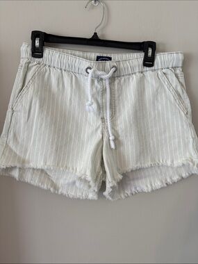 Scoop brand Striped Drawstring Shorts in Cream